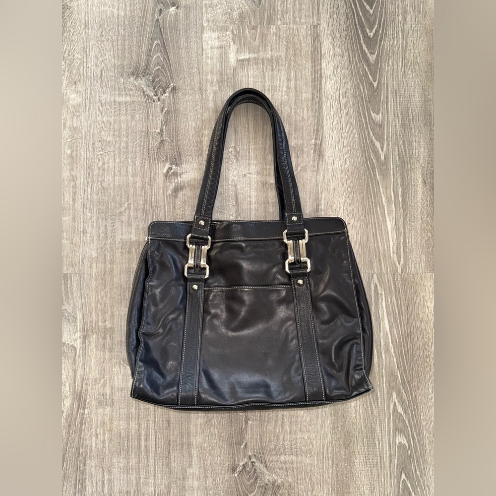 Black Leather perlina Tote Bag